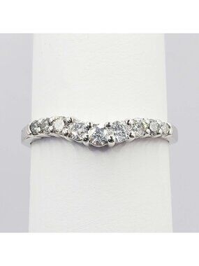 0.43 ctw Diamond Curved Contour Wedding Band Ring 14k White Gold Size 9.25